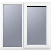 Crystal Casement uPVC Window Right Hand Opening Next To a Fixed Light 905mm x 965mm Obscure Triple Glazed in White