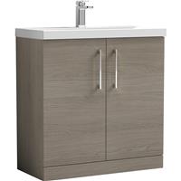 Nuie Arno Double Door Floor Standing Vanity Unit Solace 800mm With Slim Edge Basin in Oak MFC