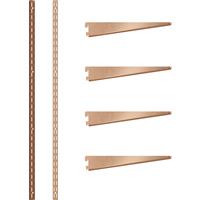 Rothley Bright Twin Slot Shelving Kit 1600mm Uprights (x2) & 220mm Brackets (x4) in Copper Steel
