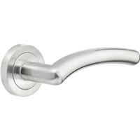 Medusa Lever on Rose Door Handles Brushed Nickel (Pair) in Silver