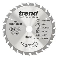 Trend Craft Thin Kerf Circular Saw Blade 165 x 24T x 20mm CSB/16524T