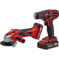 Einhell PXC 18V Cordless Drill Driver & Angle Grinder Twin Pack 1 x 3.0Ah & 1 x 1.5Ah in Red