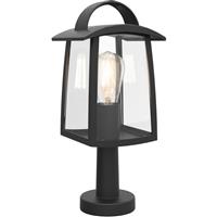 Lutec Kelsey Pedestal Light IP44 E27 in Black Die Cast Aluminium