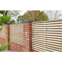 Forest Garden 6ft x 4ft Pressure Treated Contemporary Double Slatted Fence Panel 6' x 4' (4 Pack) in Natural Timber