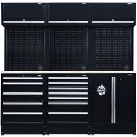 Bunker Modular Storage Combo 14 PC with Stainless Steel Worktop in Black