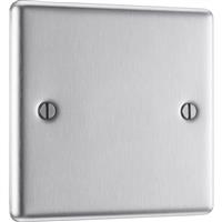BG Brushed Steel Blank Plate 1 Gang in Silver Stainless Steel