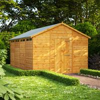 Powersheds Power Security Apex Shed 16' x 10' in Natural Timber