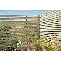 Forest Garden Pressure Treated Contemporary Slatted Fence Panel 6' x 5' (3 Pack) in Natural Timber