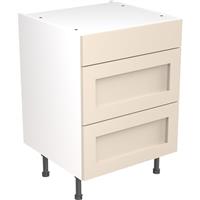 Kitchen Kit Flatpack Shaker Kitchen Cabinet Base 3 Drawer Unit Ultra Matt 600mm in Cashmere MFC