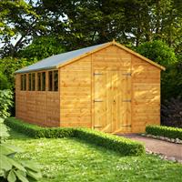 Powersheds Power Apex Shed 18' x 10' Double Doors in Natural Timber