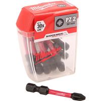 Milwaukee Shockwave Impact Screwdriver Bits PZ2 x 50mm (10 Pack) in Black