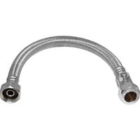 Unbranded Flexible Tap Connector with Isolating Valve 15mm x 1/2" 10mm Bore. 500mm in Chrome Rubber/Steel