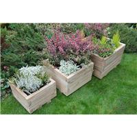 Forest Garden Kendal Square Planter Set (3 Piece) Timber