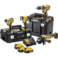 DeWalt DCK484M3T-GB 18V XR Brushless 4 Piece Kit 3 x 4.0Ah in Yellow Rubber/Steel