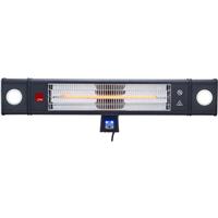 Zink Wall / Stand Mount Patio Heater 1.8kW IP44 with LED Lights 1800W in Black Fibre
