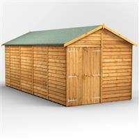 Power Overlap Apex Shed 18' x 8' No Windows in Natural Timber