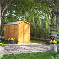 Power Windowless Apex Shed 20' x 4' Double Door in Natural Timber