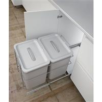 Hafele 400mm Pull Out Waste Bins 2 x 16L Plastic