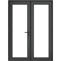 Crystal uPVC French Door Left Hand Master 1190mm x 2090mm Clear Double Glazed Grey/White (each)