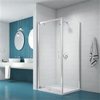 Merlyn NIX Pivot Shower Enclosure Door and Side Panel 900 x 900mm in Chrome Toughened Safety Glass