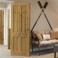 JB Kind Rustic 4 Panel Internal Door Pre-Finished 35 x 1981 x 838mm in Oak Veneer