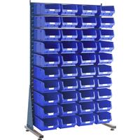 Barton Steel Louvre Panel Starter Stand with Blue Bins 1600 x 1000 x 500mm with 40 TC4 Blue Bins (40 Pk)