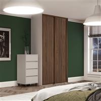 Spacepro Shaker 2 Door Sliding Wardrobe Kit 1145 x 2260mm in Walnut Steel/MFC