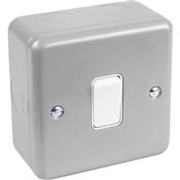 MK Metal Clad 10A Switch 1 Gang 2 Way in Silver