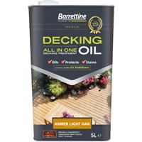 Barrettine All In One Decking Oil Treatment Amber Light Oak 5L in Brown