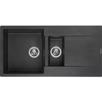 Reginox Amsterdam Reversible Composite Kitchen Sink & Drainer 1.5 Bowl Silvery in Black Granite Composite