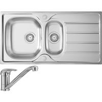 Unbranded Reversible Stainless Steel Kitchen Sink & Drainer With Single Lever Mixer Tap 1.5 Bowl in Silver
