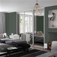 Spacepro Shaker 3 Door Sliding Wardrobe Kit Dove Framed Mirror 1680 x 2260mm in Grey Steel/Glass