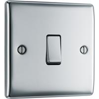 BG Nexus Metal Polished Switch 20A 16AX 1 Gang 2 Way in Chrome Plastic