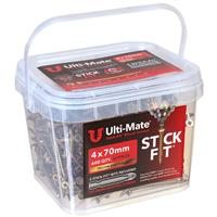 Ulti-Mate Stick-Fit Woodscrews Tub 4.0 x 70mm (600pk) in Gold