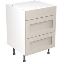 Kitchen Kit Flatpack Shaker Kitchen Cabinet Base 3 Drawer Unit Ultra Matt 600mm in Light Grey MFC