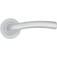 Stanza Seville Lever on Rose Door Handles Satin (Pair) in Chrome Aluminium