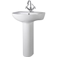 Nuie Melbourne Basin & Pedestal 550mm 1 Tap Hole in White Vitreous China