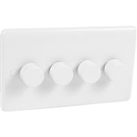 Wessex Electrical Wessex LED Push Dimmer Switch 4 Gang 2 Way (250W) in White Plastic