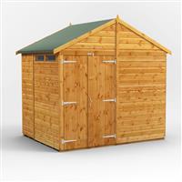 Powersheds Power Apex Security Shed 6' x 8' - Double Doors in Natural Timber