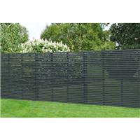 Forest Garden Painted Contemporary Slatted Fence Panel 6' x 6' (4 Pack) in Grey Timber