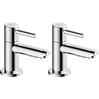 Ebb and Flo Ebb + Flo Pentle Taps Basin Pillar (2 Pack) in Chrome Rubber/Steel