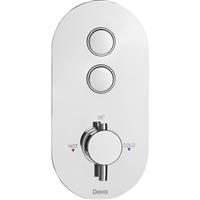 Deva Aston Push Button Two Outlet Thermostatic Shower Valve in Chrome Brass