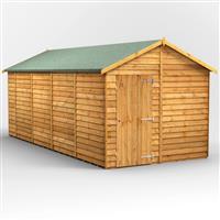 Power Overlap Apex Shed 18' x 8' No Windows in Natural Timber