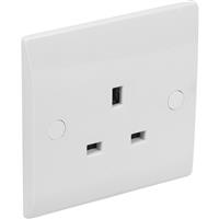 Axiom Low Profile Unswitched Socket 1 Gang in White Plastic