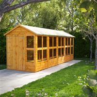 Power Apex Potting Shed 18' x 6' - Double Doors in Natural Timber