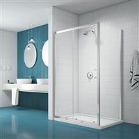 Merlyn NIX Sliding Shower Enclosure Door and Side Panel 1600 x 900mm in Chrome Toughened Safety Glass