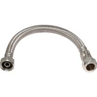 Unbranded Flexible Tap Connector with Isolating Valve 22mm x 3/4" 13mm Bore. 300mm in Chrome Rubber/Steel