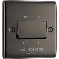BG Nexus Metal Triple Pole Fan Isolator Switch 1 Gang in Black Nickel Plastic