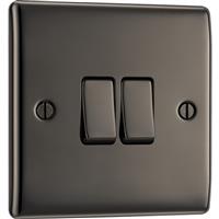BG Nexus Metal Switch 2 Gang 2 Way (20A-16AX) in Black Nickel Plastic