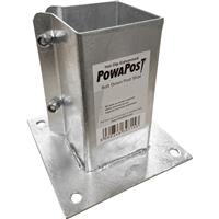 Powapost Galvanised Bolt Down Post Shoe 100 x 100mm (2 Pack) Galvanised Mild Steel